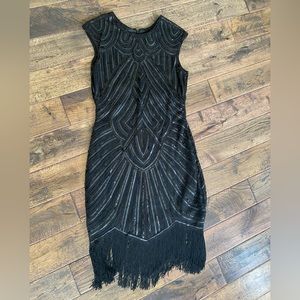 Beaded black flapper dress 🪶🖤